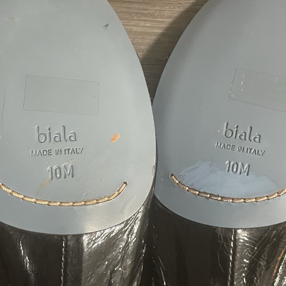BIALA Black Patent Leather Flats Womens Sz 10M Made In ITALY Office Career - Picture 14 of 14